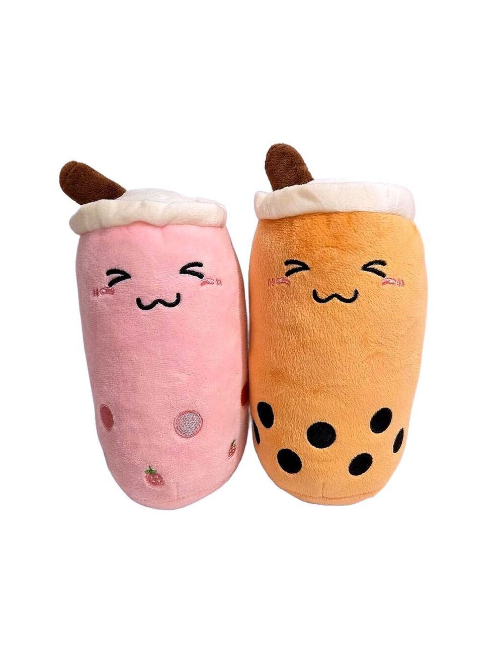 Boba Tea Plush Set of 2 Pink Orange Kawaii Bubble Tea Plushies Stuffed Animals
